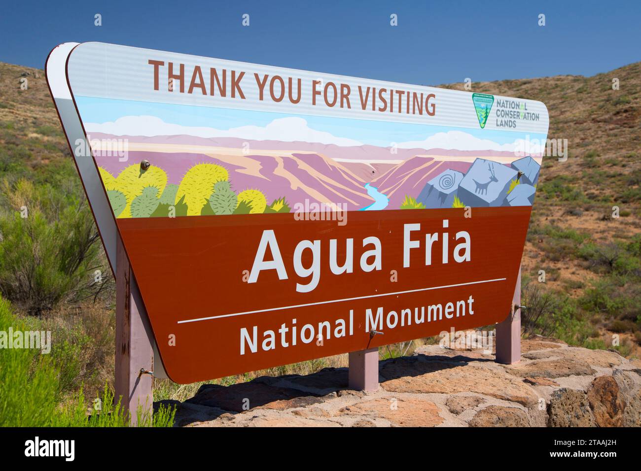 Entrance sign, Agua Fria National Monument, Arizona Stock Photo