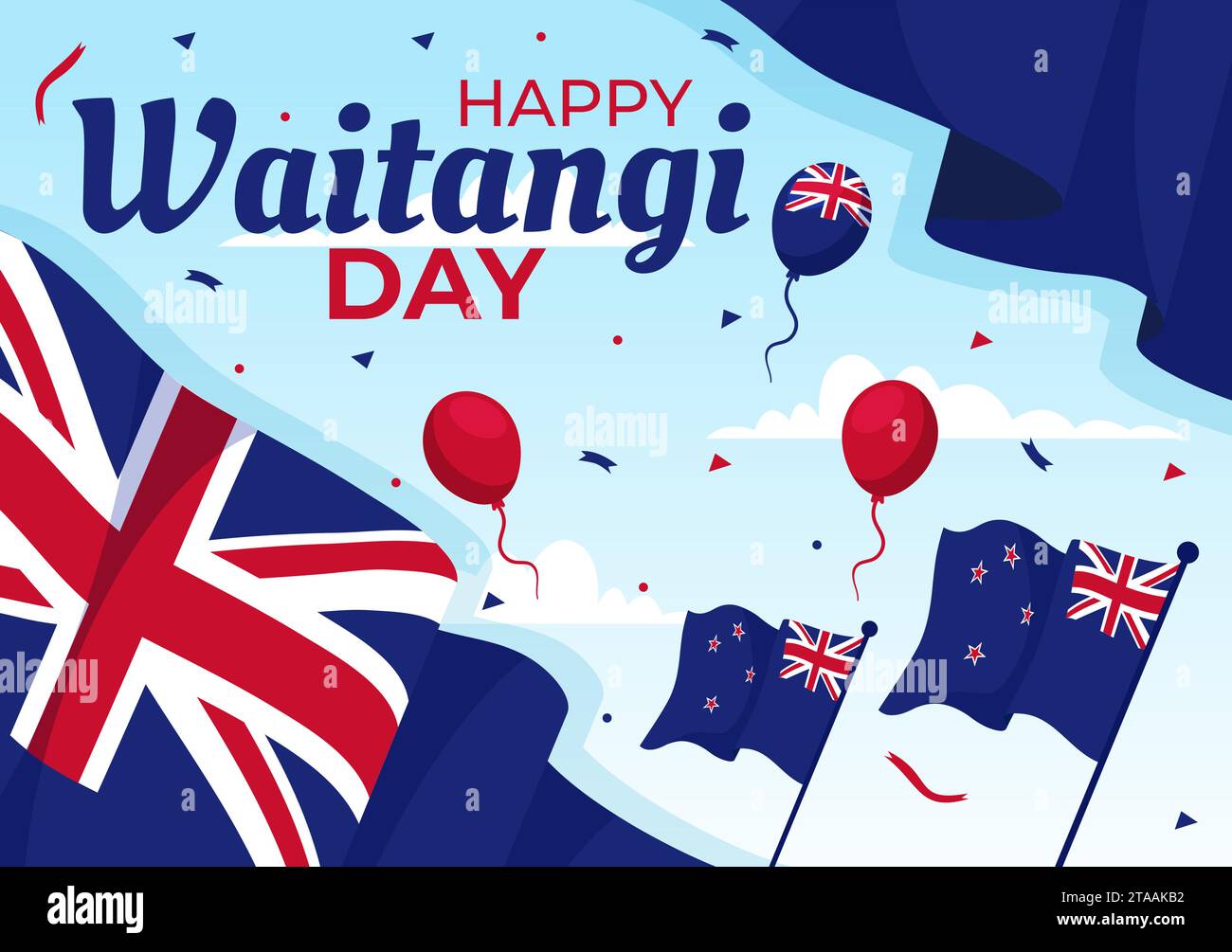 Happy Waitangi Day Vector Illustration on February 6 with New Zealand