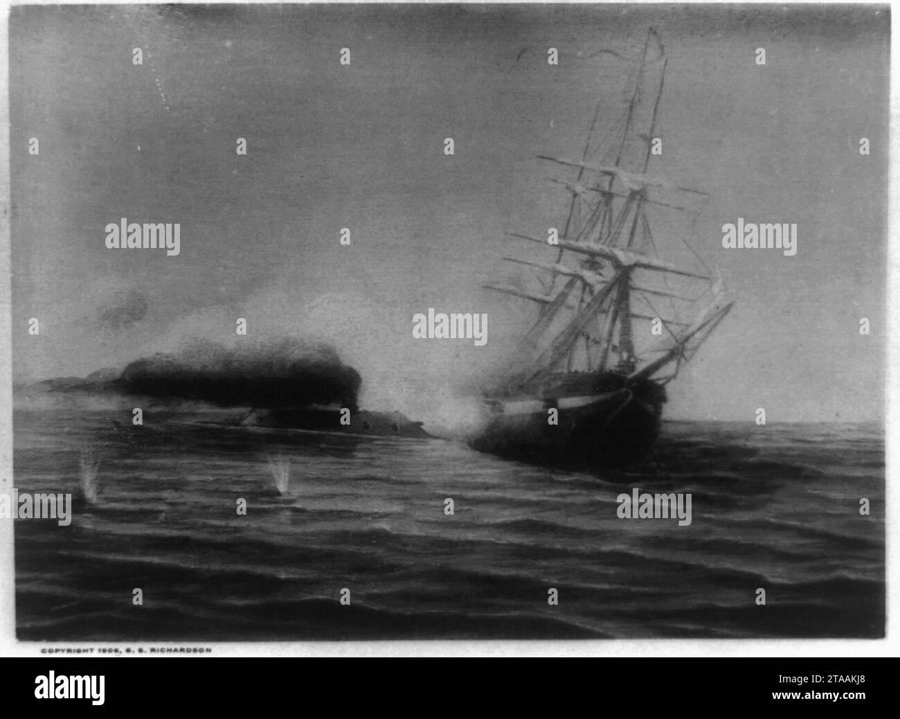 Virginia sinking the Cumberland, March 8, 1862 Stock Photo Alamy