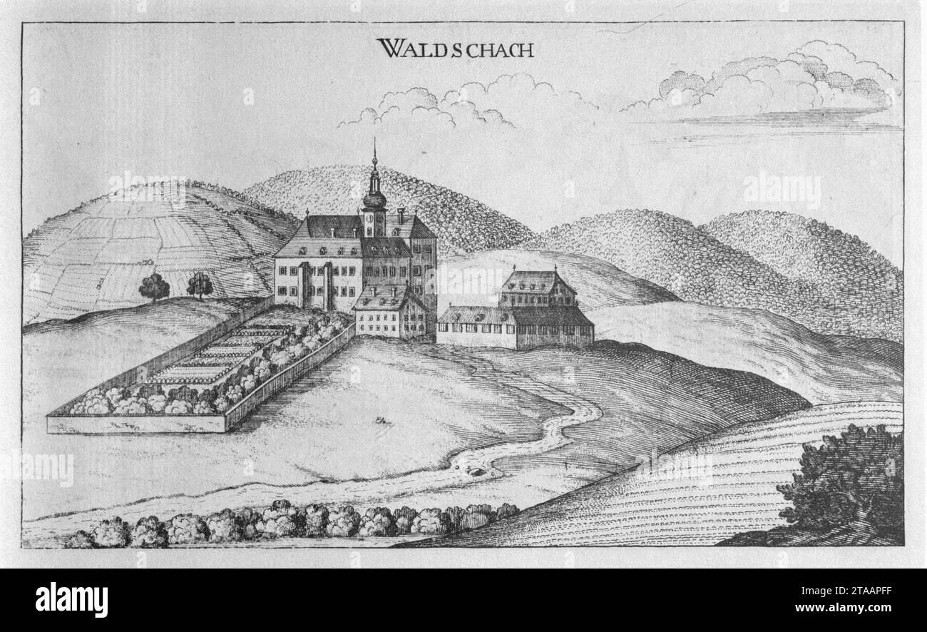 Vischer - Topographia Ducatus Stiriae - 459 Waldschach bei Preding. Stock Photo