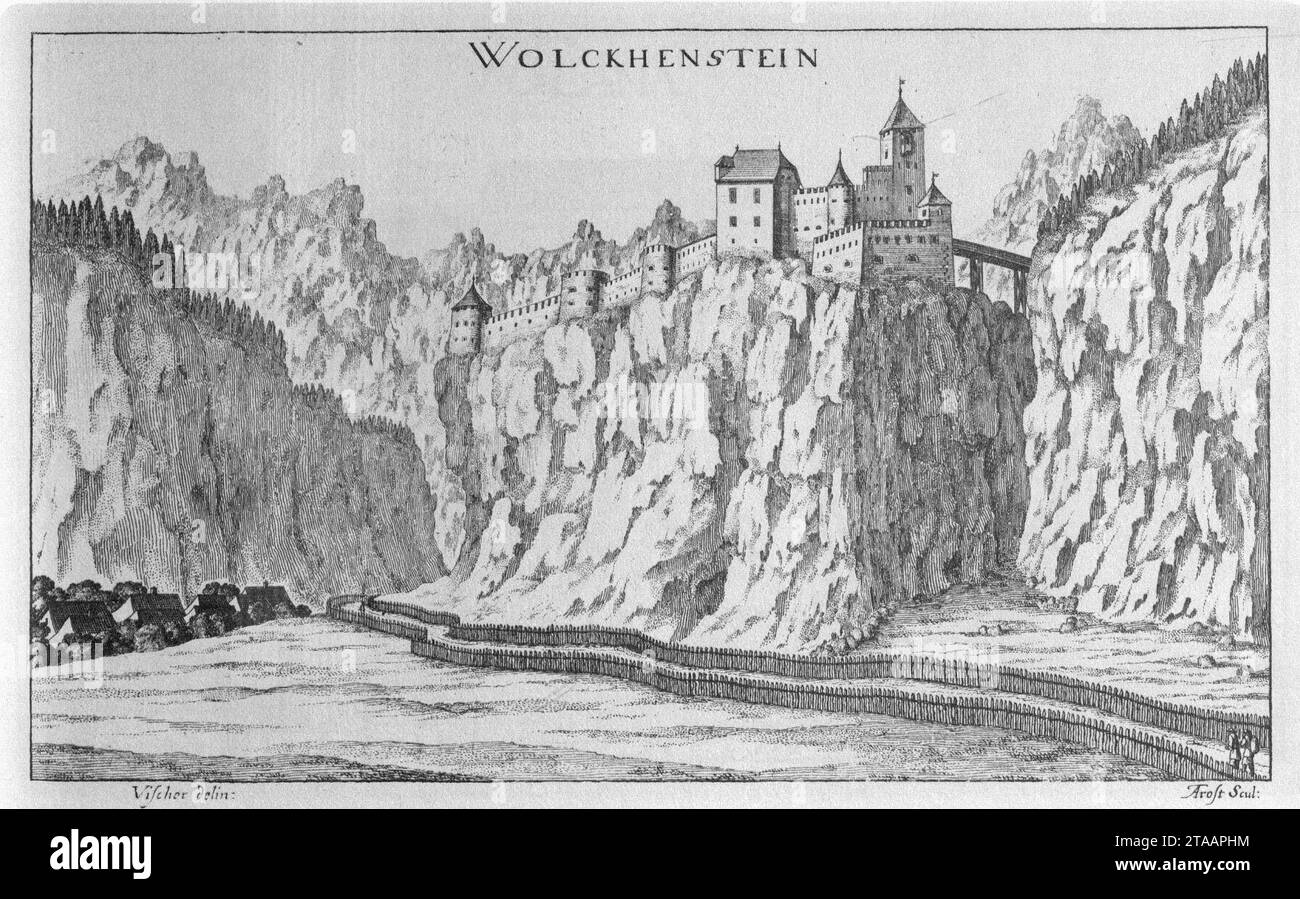 Vischer - Topographia Ducatus Stiriae - 489 Wolkenstein bei Irdning. Stock Photo