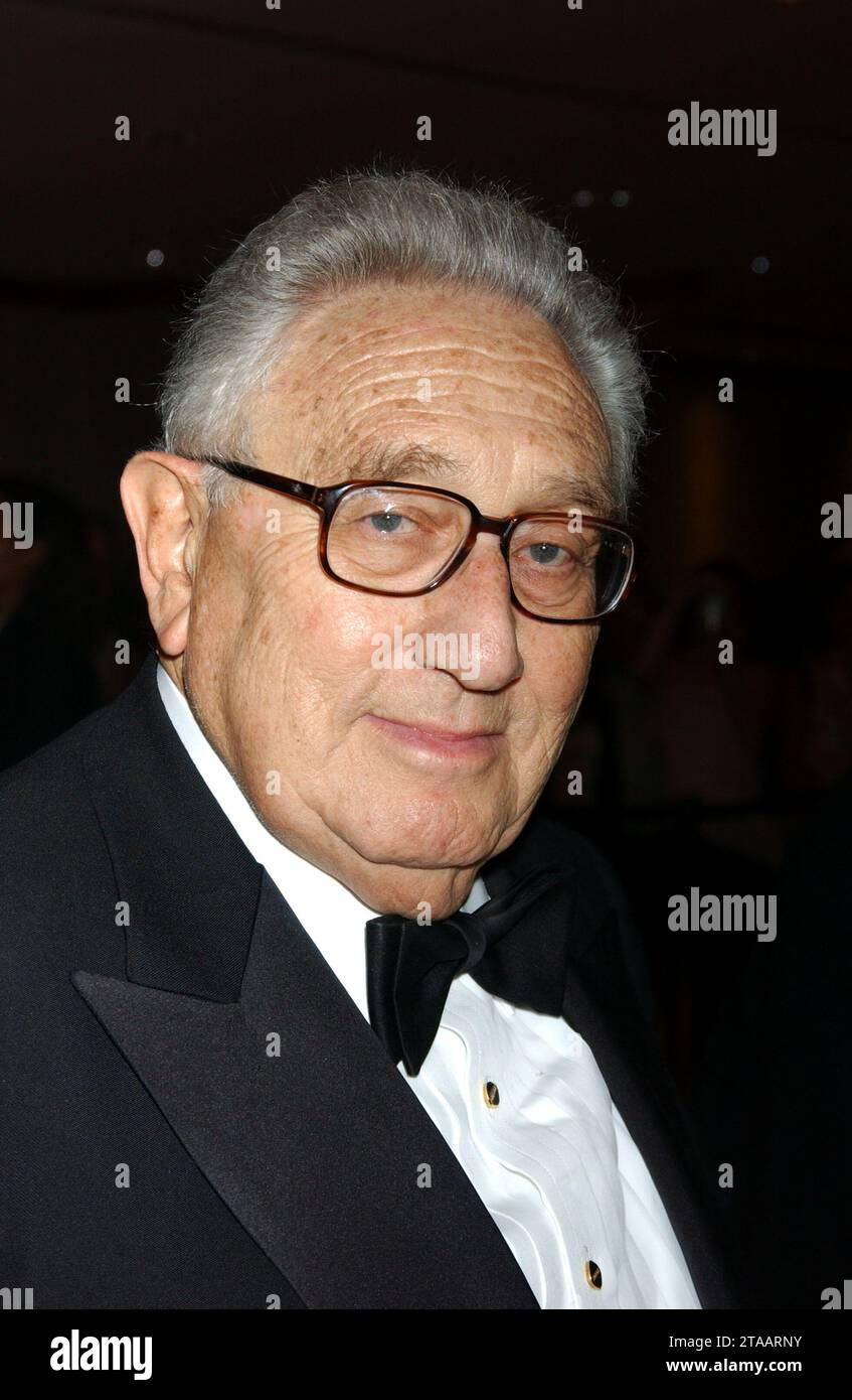 HENRY KISSINGER (born Heinz Alfred Kissinger; May 27, 1923 - November 29, 2023) was an American diplomat, political scientist, geopolitical consultant, and politician who served as United States secretary of state and national security advisor under the presidential administrations of Richard Nixon and Gerald Ford. For his actions negotiating a ceasefire in Vietnam, Kissinger received the 1973 Nobel Peace Prize under controversial circumstances. FILE PHOTO SHOT ON: May 1, 2004, New York, New York, USA: HENRY KISSINGER at the White House Correspondents Dinner held at the Washington Hilton Hotel Stock Photo