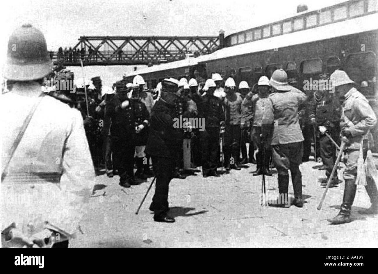Visite de courtoisie du général Voyron au maréchal de Waldersee lors du
