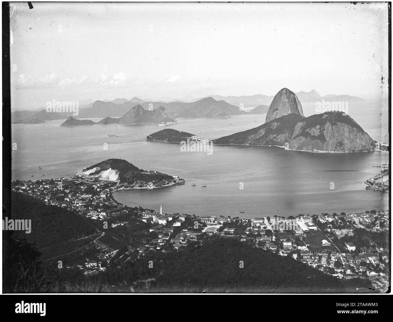 Vista da enseada de Botafogo, a partir do topo do Corcovado. Stock Photo