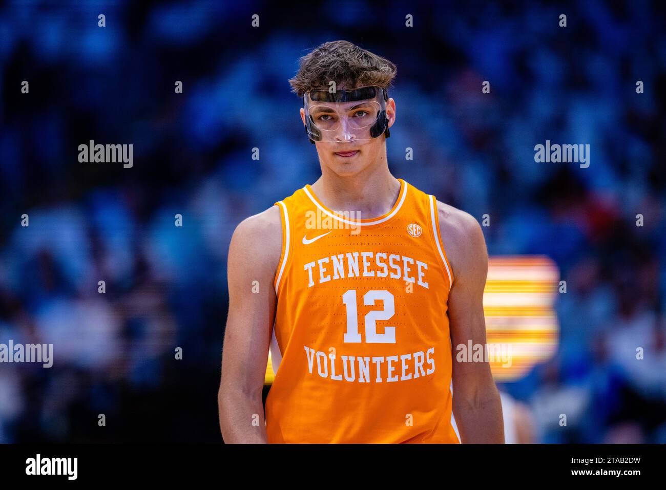 Chapel Hill, NC, USA. 29th Nov, 2023. Tennessee Volunteers forward Cade Phillips (12) during the second half of the NCAA basketball matchup against the North Carolina Tar Heels at Dean Smith Center in Chapel Hill, NC. (Scott Kinser/CSM). Credit: csm/Alamy Live News Stock Photo