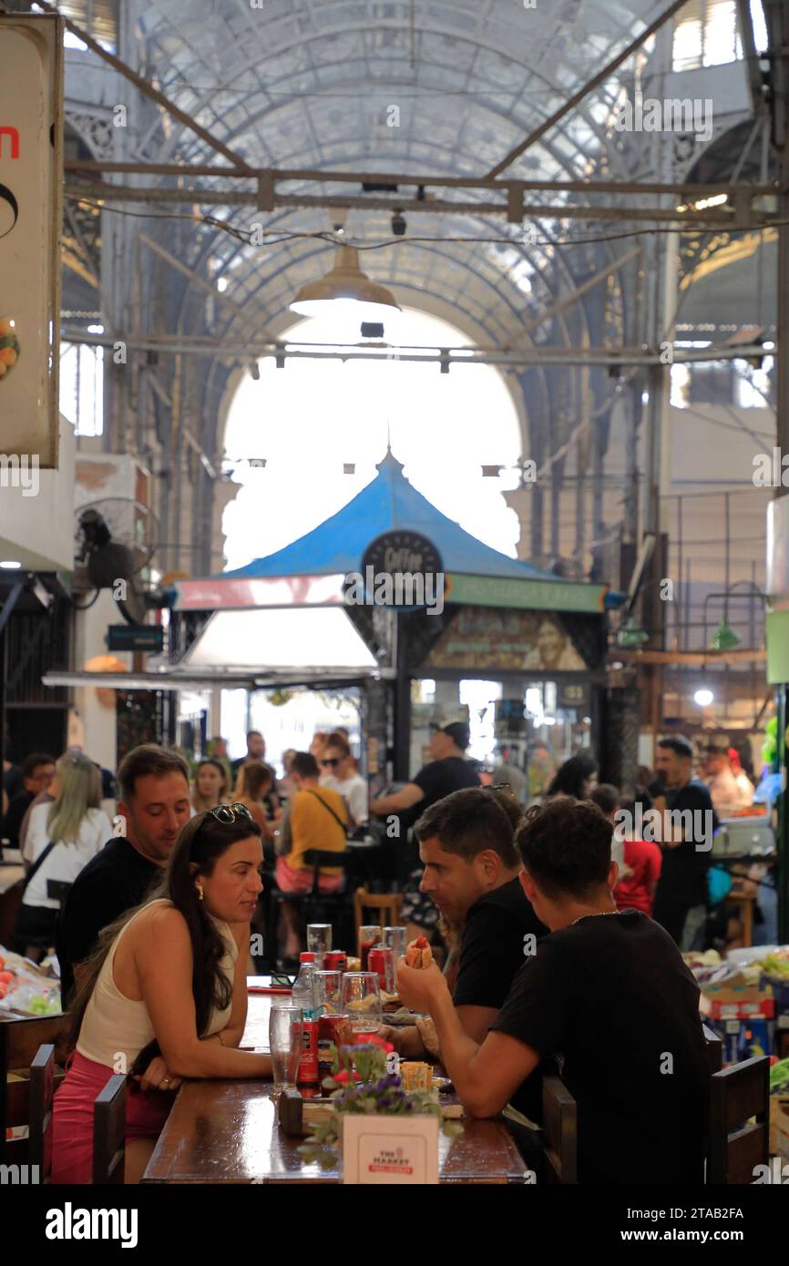 Customers eating and drinking inside San Telmo Market.Buenos Aires.Argentina Stock Photo