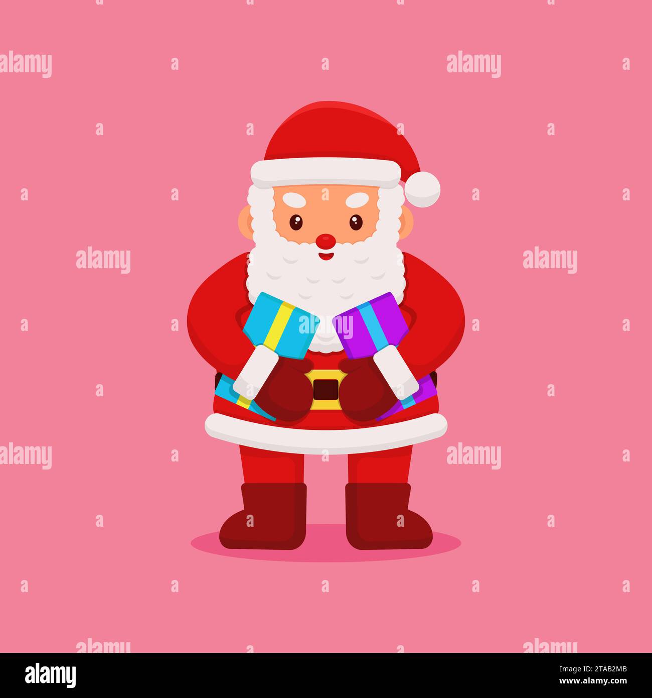 Vector illustration of Santa Claus holding gifts. Christmas design ...