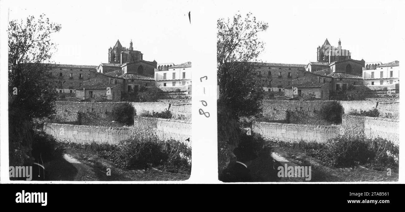 Vista general del monestir de Vallbona de les Monges. Stock Photo