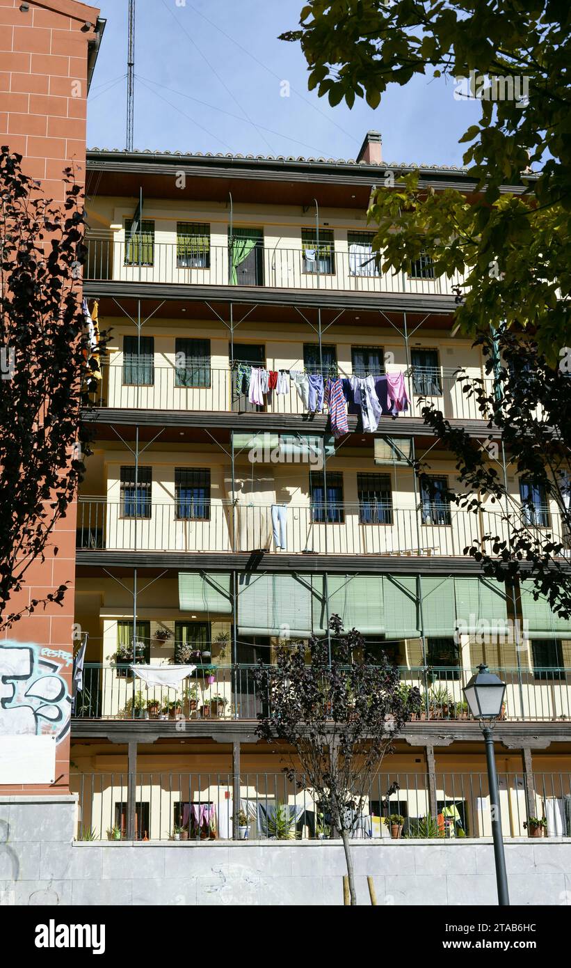 Corrala del Sombrerete located in the historic center of Madrid, Spain Stock Photo