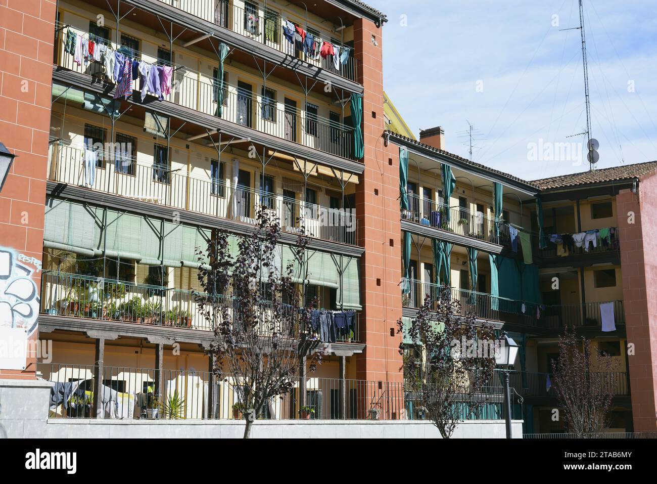 Corrala del Sombrerete located in the historic center of Madrid, Spain Stock Photo