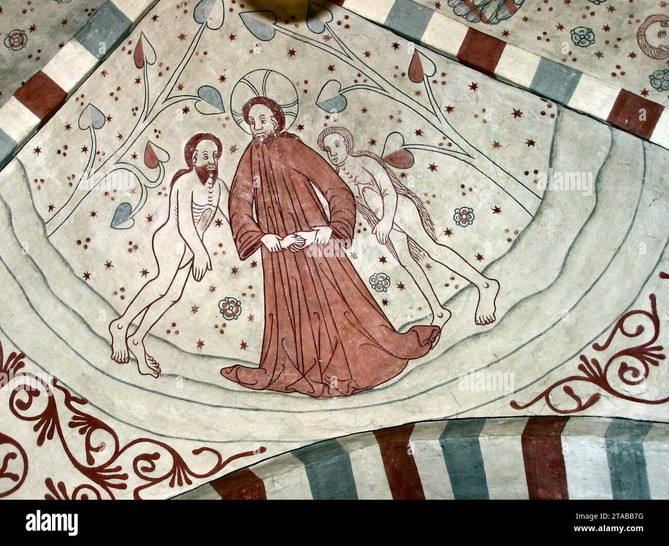 Vittskövle-fresco-Det er ikke godt for mennesket at være ene. Stock Photo