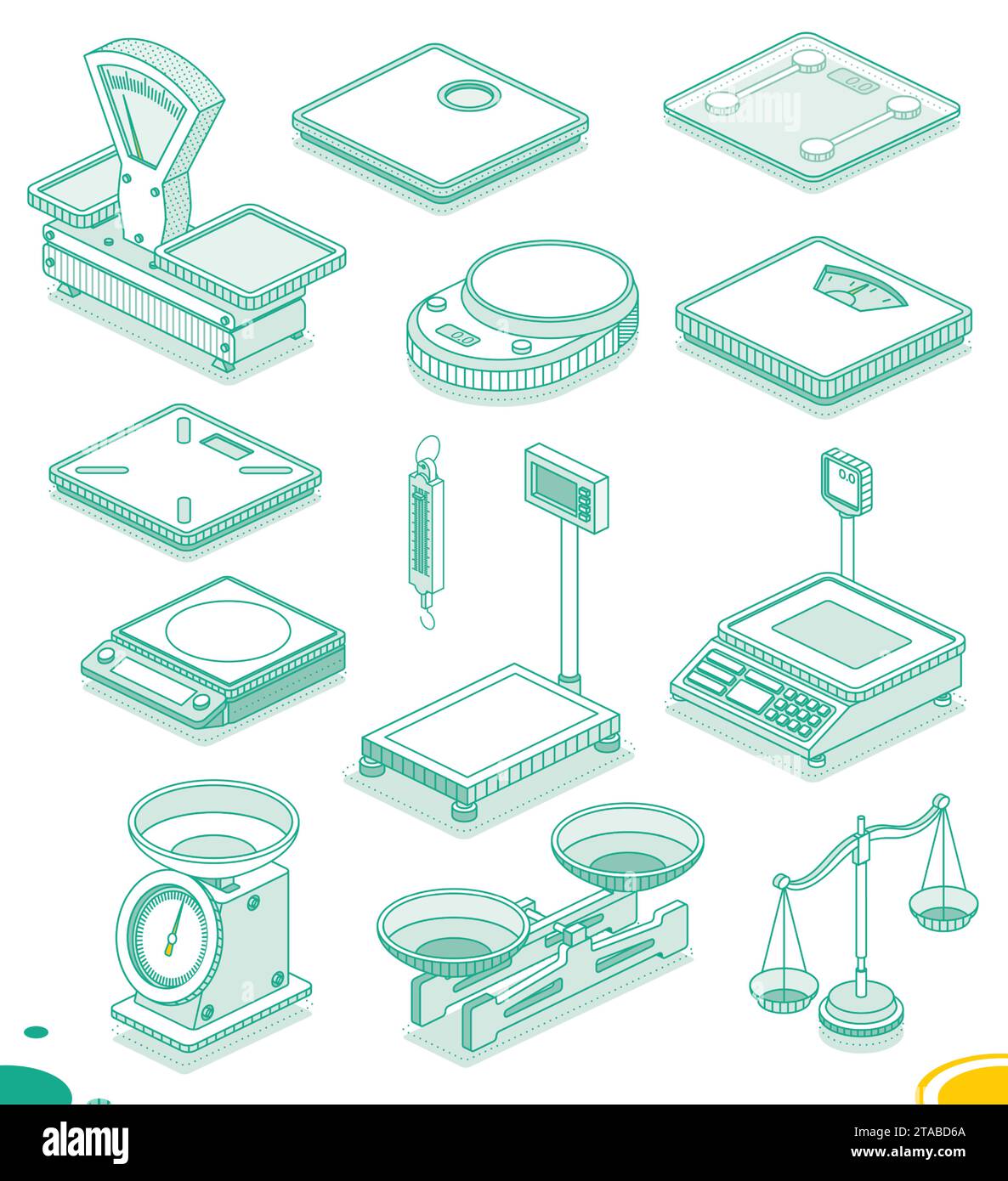 Electronic and mechanical scales for weight measuring. Market or