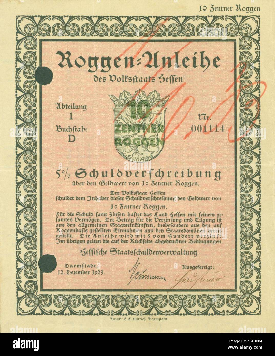 Volksstaat Hessen 1923 Stock Photo Alamy