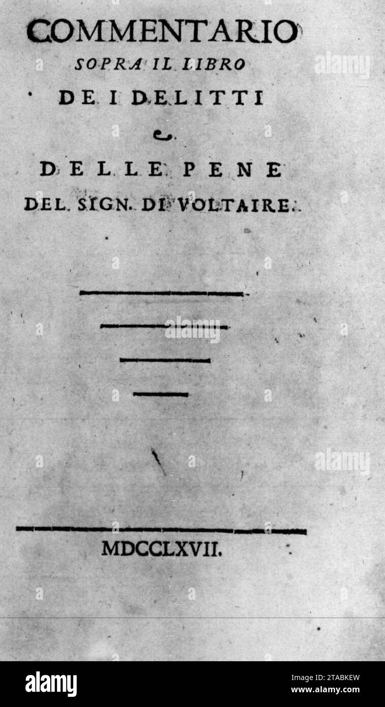 Voltaire – Commentaire sur le livre ''Des délits et des peines'', 1767 – BEIC 13736402. Stock Photo