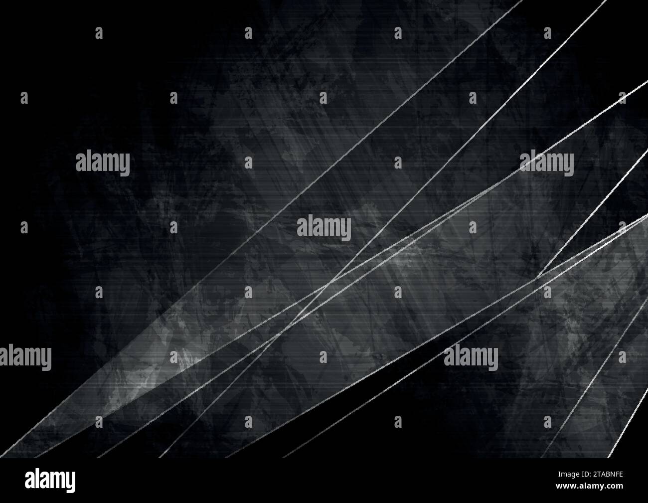 Black grunge geometric background with grey silver lines. Vector retro technology design Stock Vector