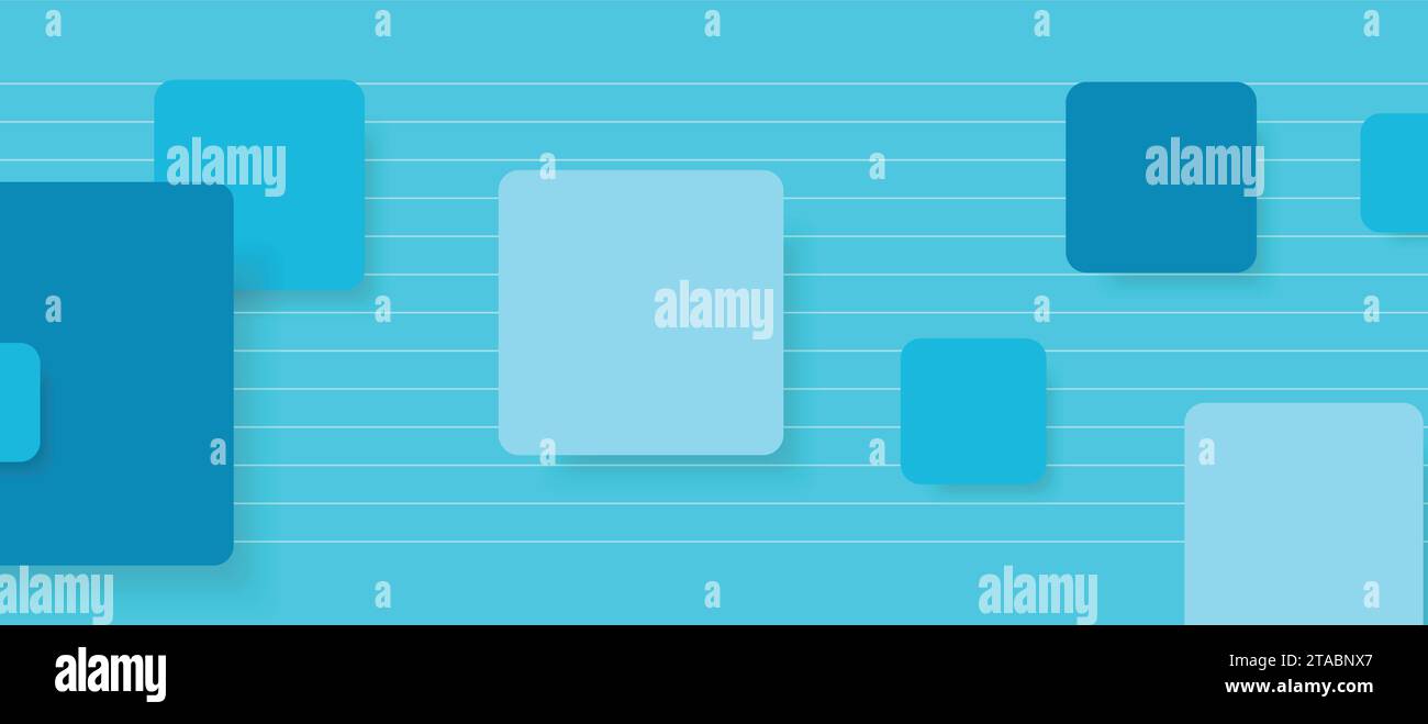 Blue cyan abstract minimal background with squares. Geometric vector design Stock Vector