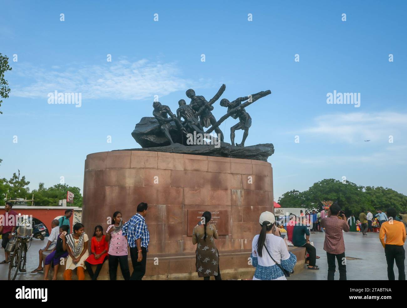 Chennai, India July 14, 2023 Triumph of Labor statue. The statue built on the Marina beach in