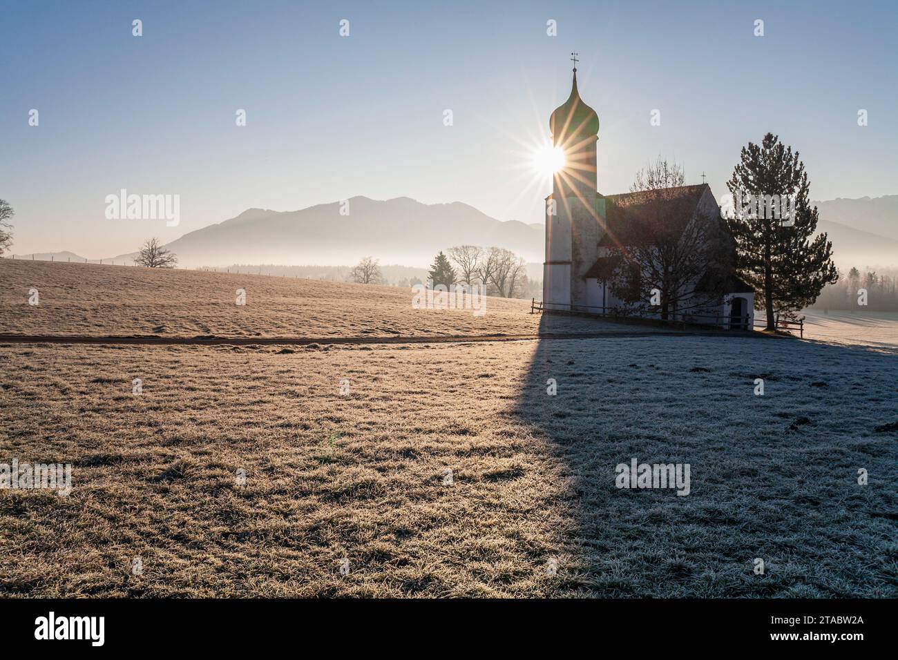 Chapel Saint Johannisrain, in background Zwiesel, Upper Bavaria ...