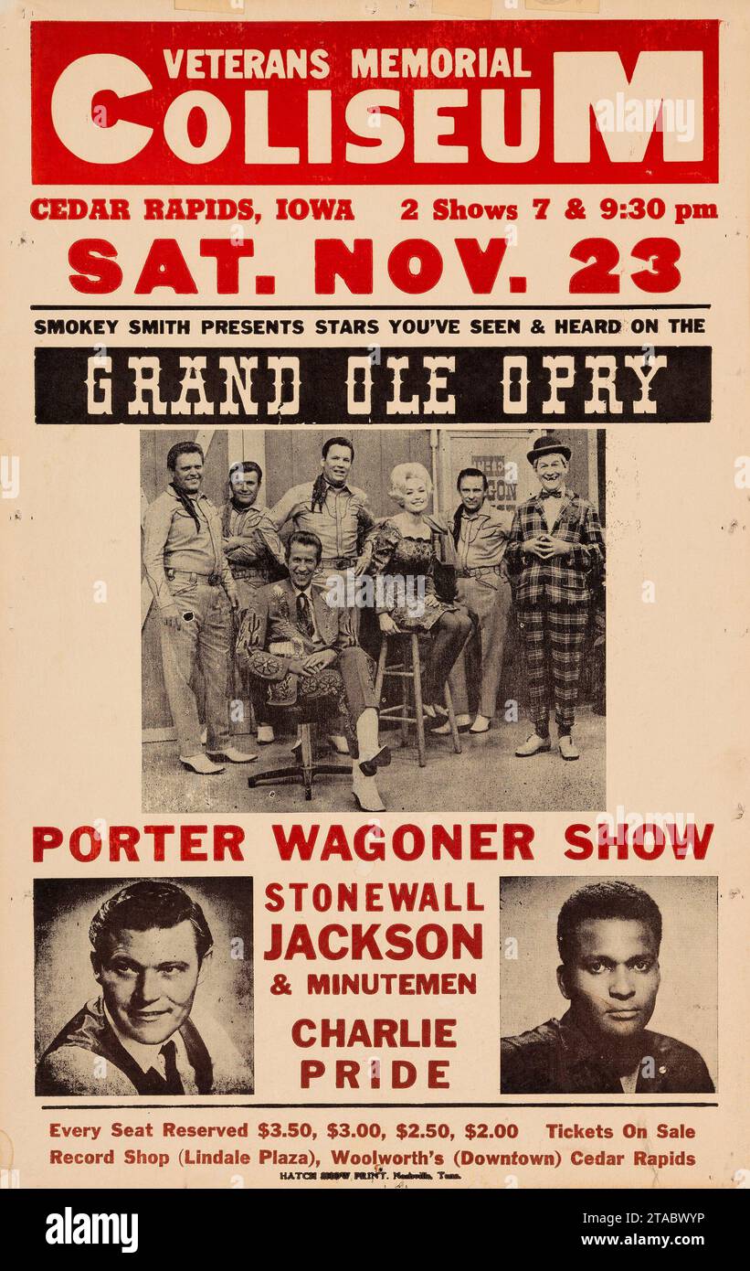 Dolly Parton - Porter Wagoner Veterans Memorial Coliseum - Vintage Concert Poster (1968) Stock Photo