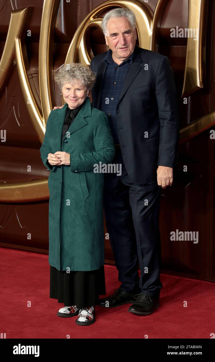 Nov 28, 2023 - London, England, UK - Jim Carter and Imelda Staunton attending Wonka World Premiere, Royal Festival Hall Stock Photo