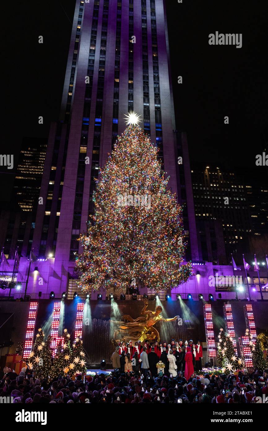 2023 Rockefeller Center Christmas Tree lighting ceremony held in New York on November 29, 2023