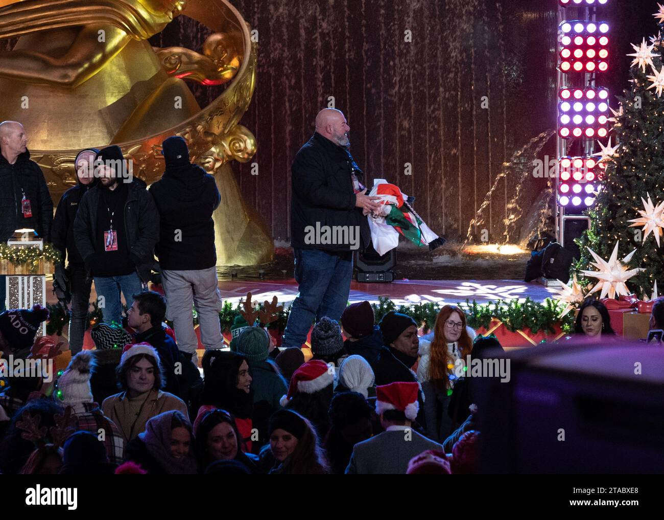 Protesters lights chicago christmas tree 2025