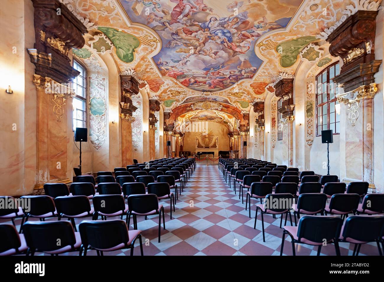 Oratorium Marianum, or Marian Oratorium of Latin Congregation, is Baroque hall in the main building of the University of Wroclaw Stock Photo