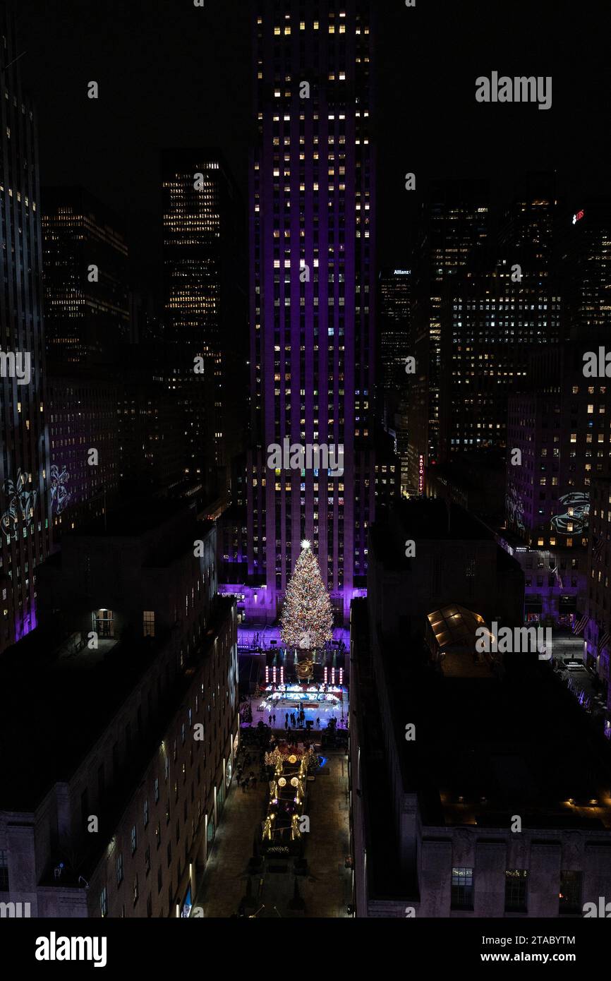 New York, USA. 29th Nov, 2023. 2023 Rockefeller Center Christmas Tree