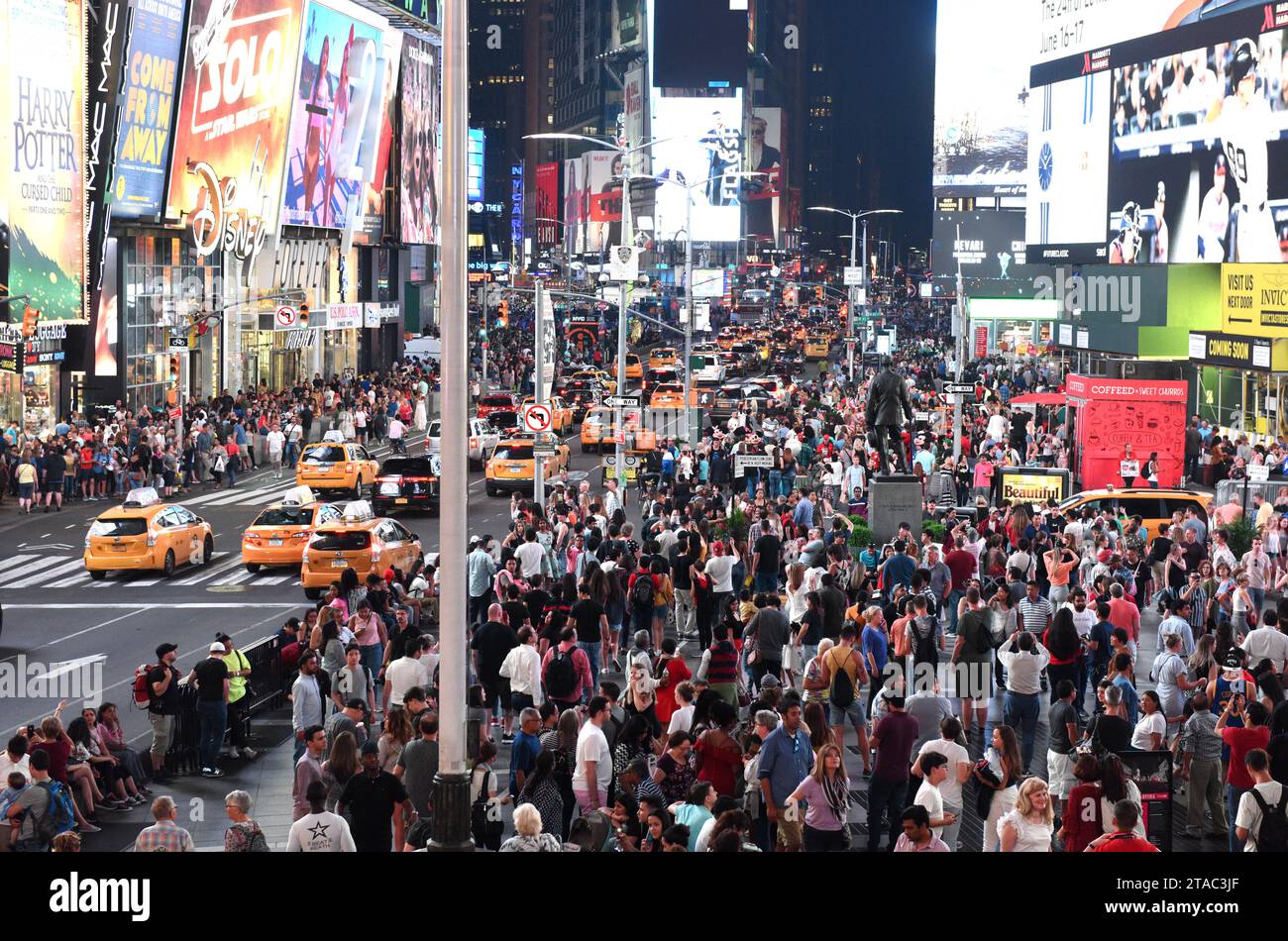 New York, USA - May 2018: Crowd of people at Times Square in New York ...