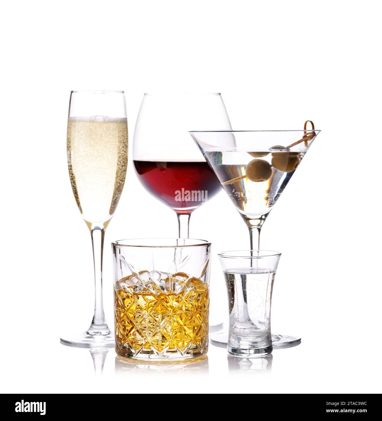 Whiskey, wine, champagne and cocktail drinks, elegant and enticing