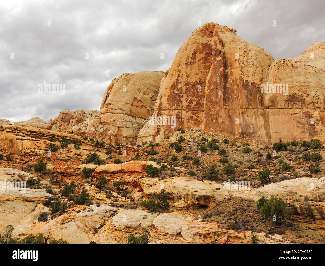 steep, eroded cliffs along the Hickman bridge hike in Capitol Reef