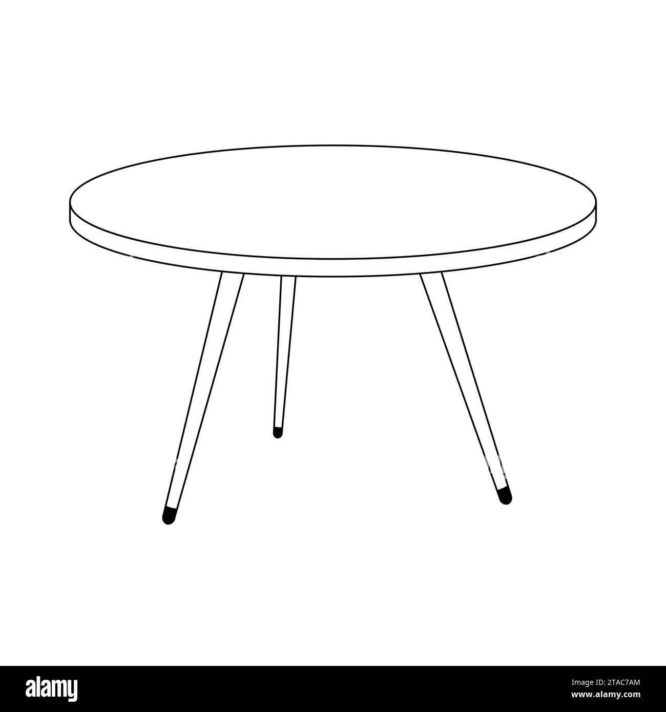 Coloring page for kids. Round coffee table clipart. Coffee table with ...