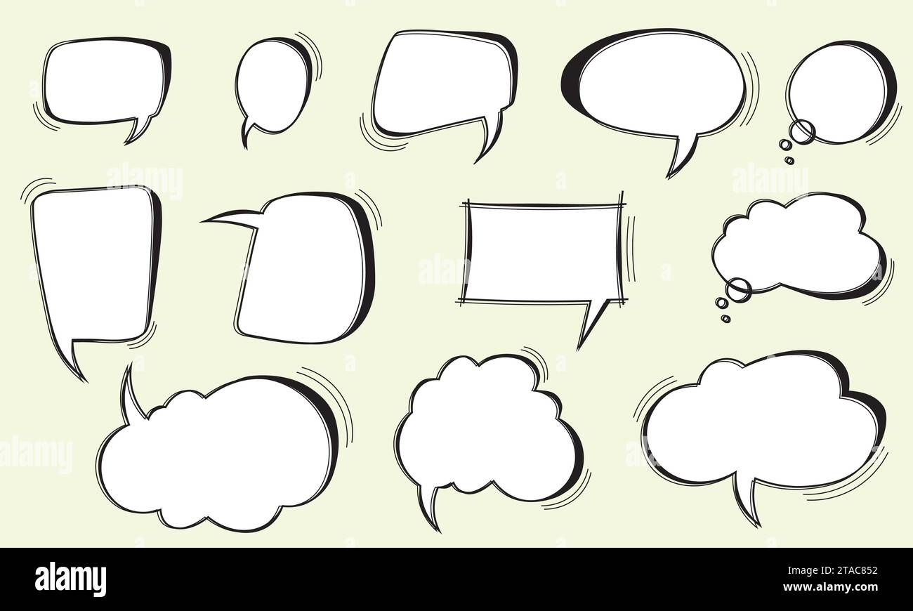 Set hand drawn speech bubble or chat bubble. Stock Vector