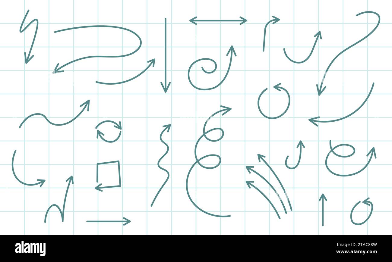 Isolated vector hand drawn arrows set on a white background Stock Vector