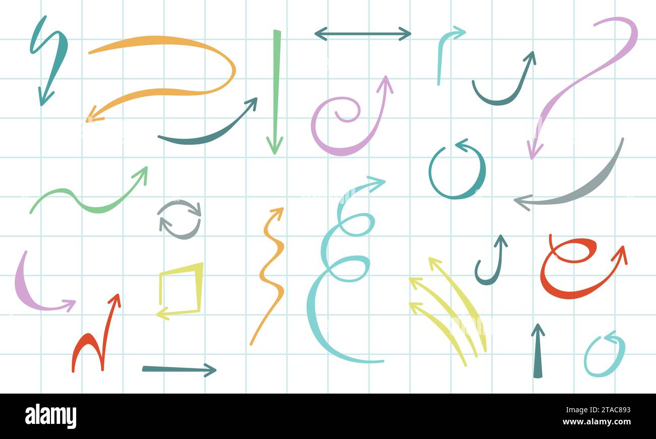 Isolated vector hand drawn arrows set on a white background Stock Vector