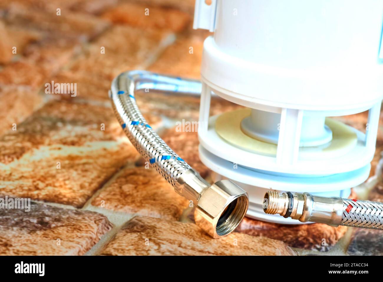 Plumbing. Flexible metal steel faucet hoses, flush mechanism, siphon