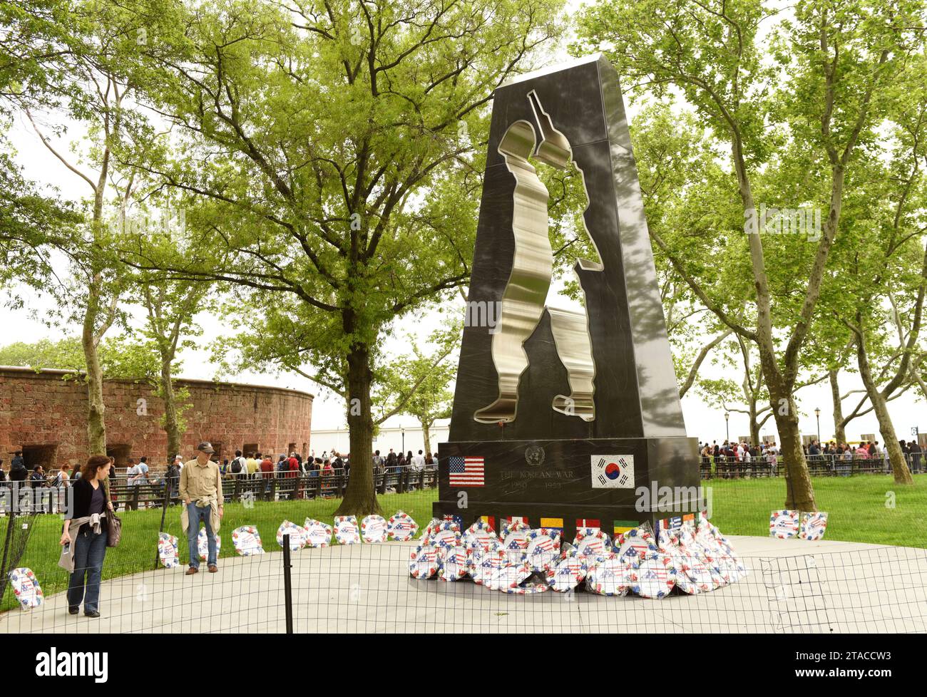 New York, USA - May 24, 2018: People near the Korean War Memorial in New York. Stock Photo