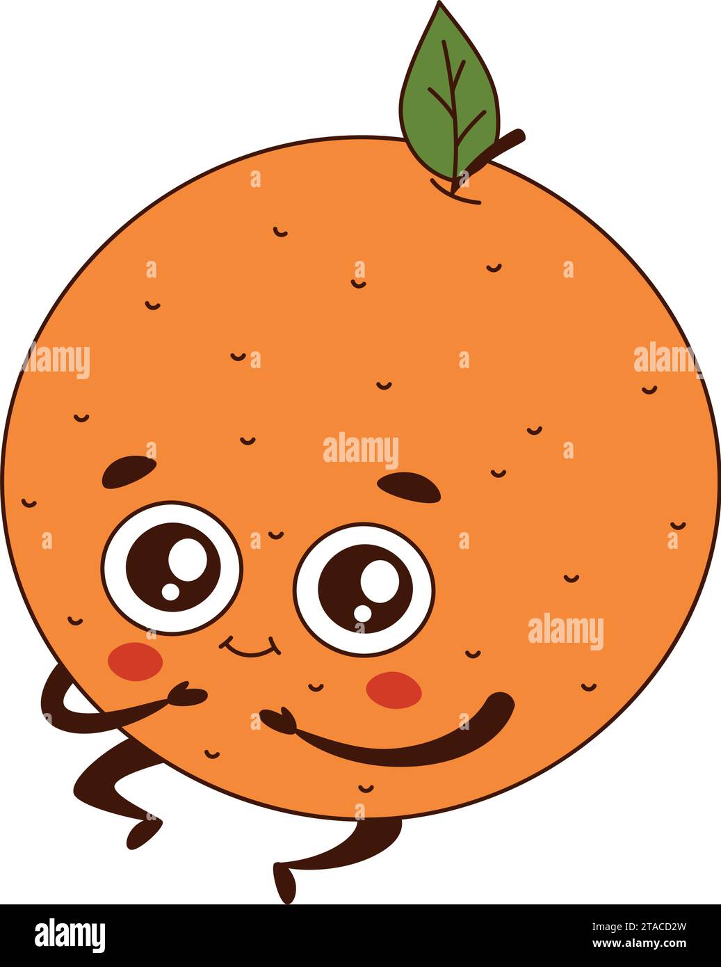 Cute orange stands. Cartoon character citrus fruit with arms, legs and ...