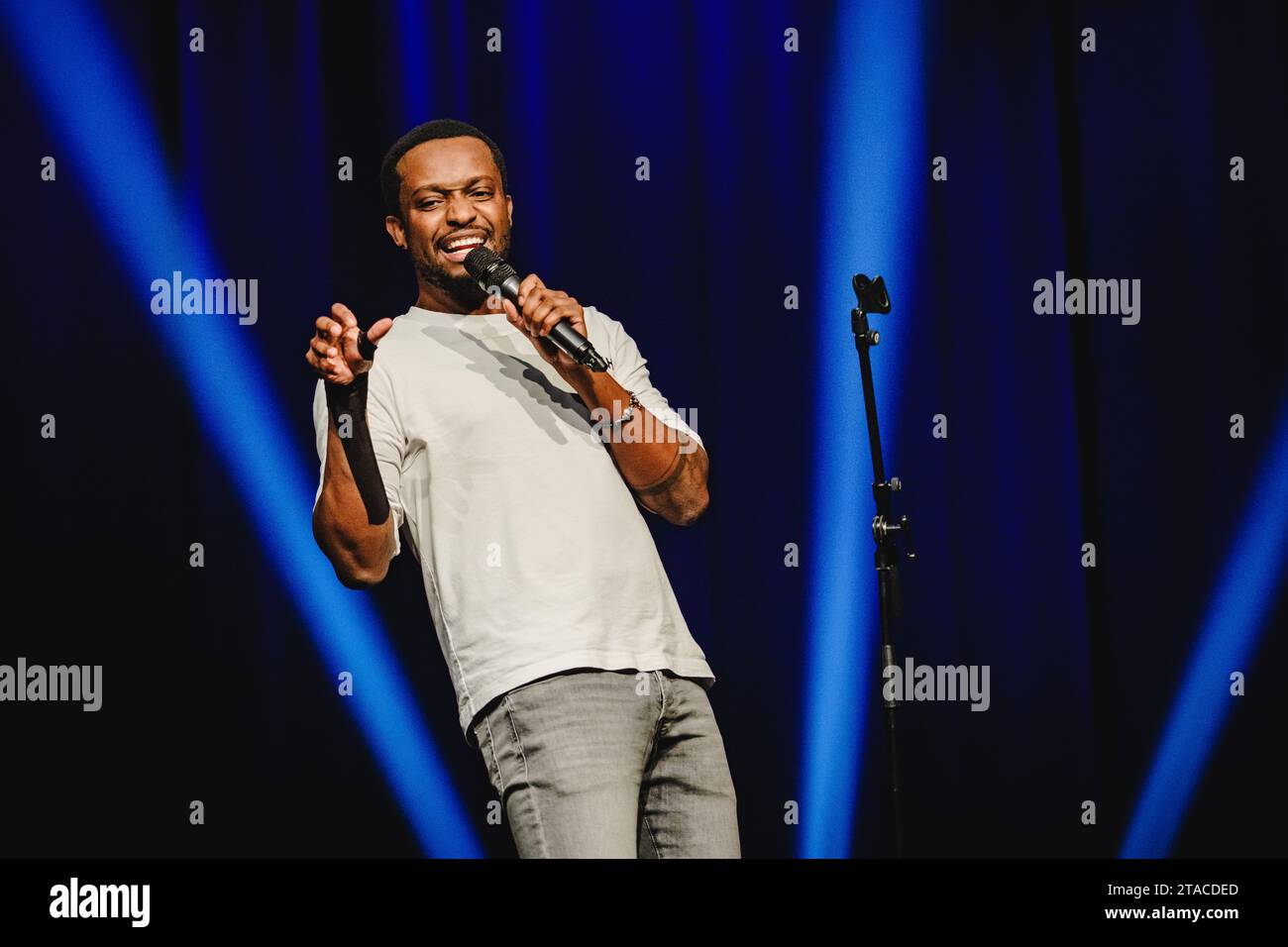 Bern, Switzerland. 29th Nov, 2023. The Swiss comedian Charles Nguela performs his stand-up comedy show R.E.S.P.E.C.T. at Bierhübeli in Bern. (Photo Credit: Gonzales Photo/Alamy Live News Stock Photo
