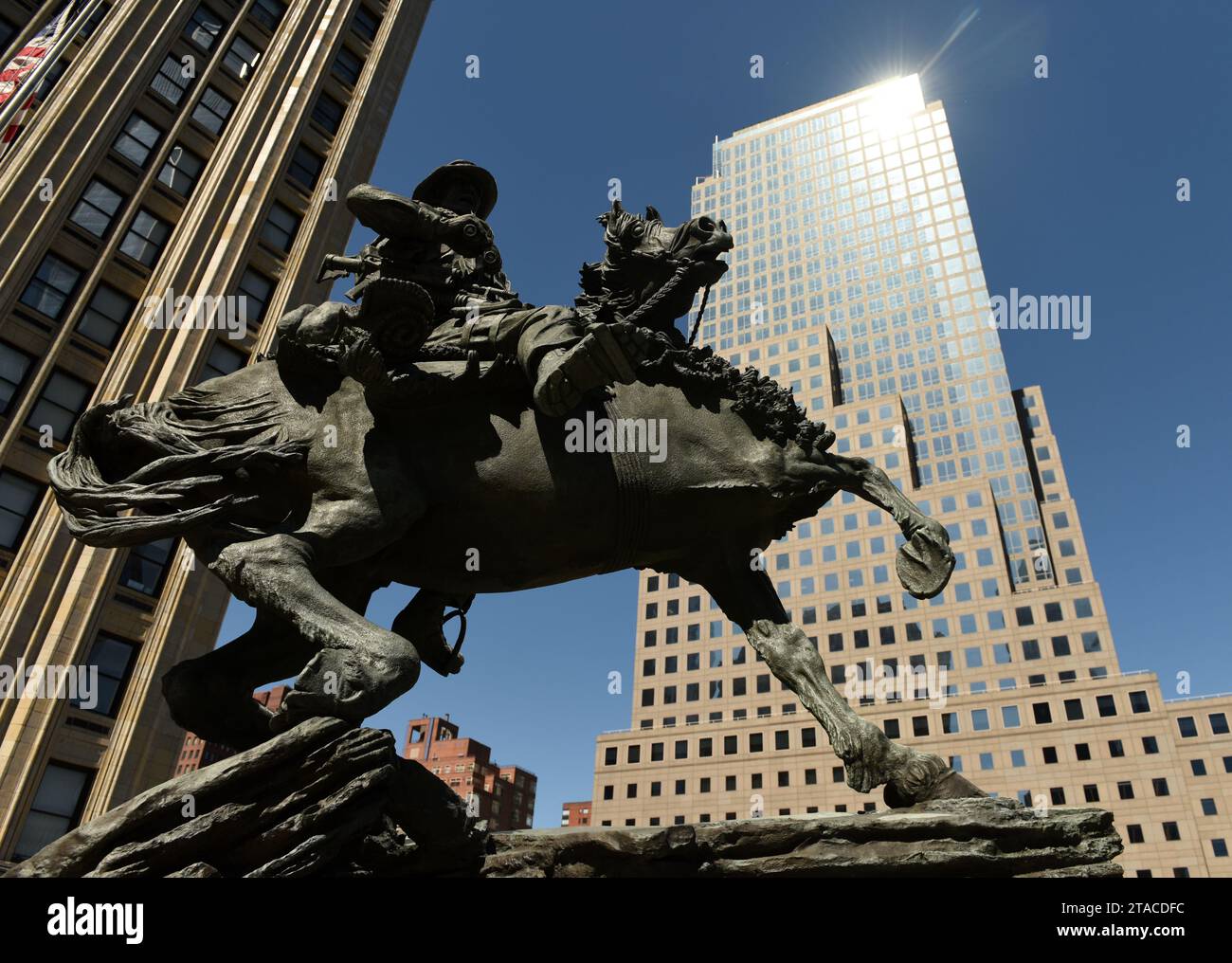 New York, USA - May 24, 2018: America's Response Monument in Liberty Park near NYC 9/11 Memorial in New York. Stock Photo