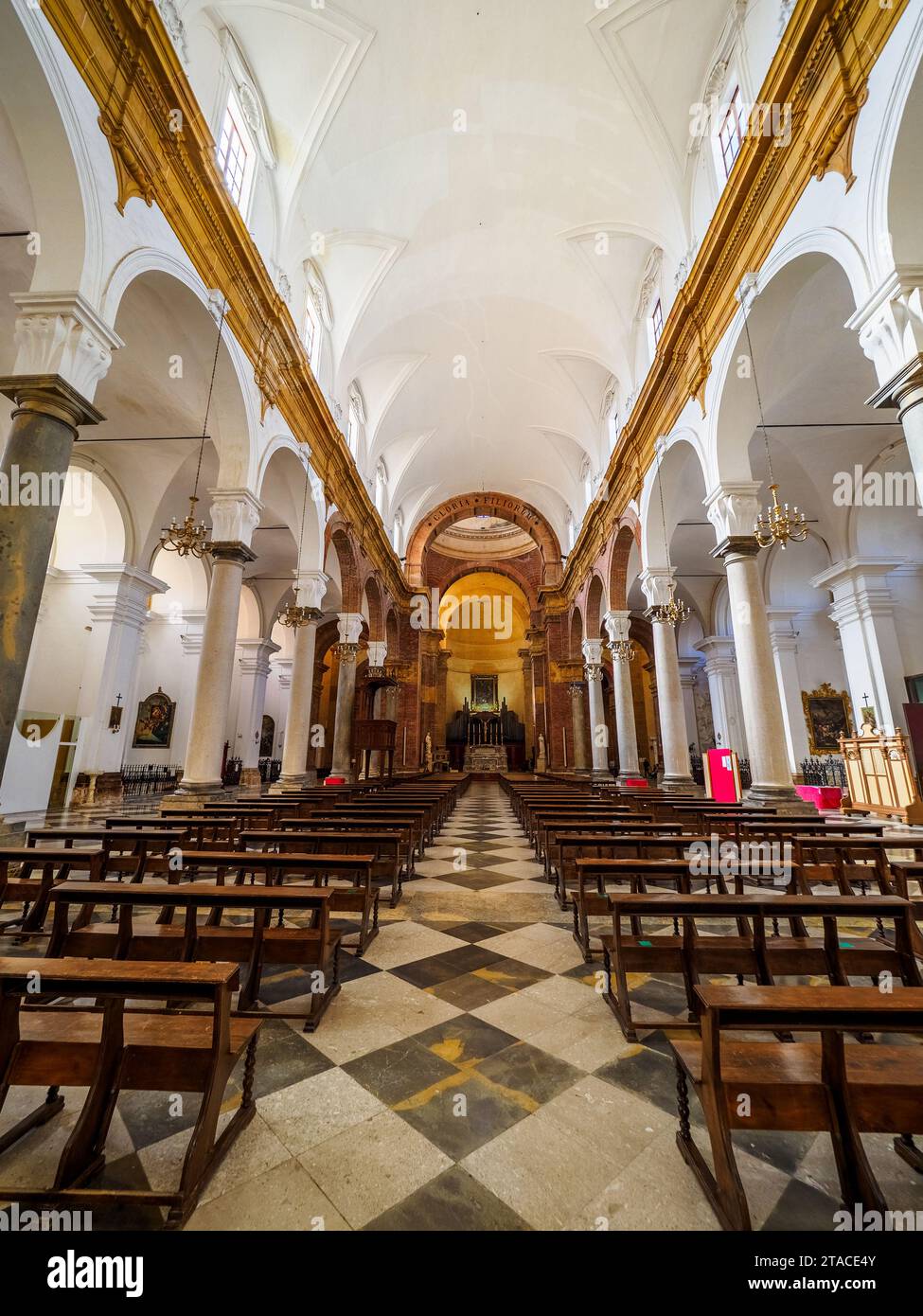 Main nave - Duomo di San Tommaso di Canterbury (Parish of St. Thomas of Canterbury Mother Church) in Marsala - Sicily, Italy Stock Photo