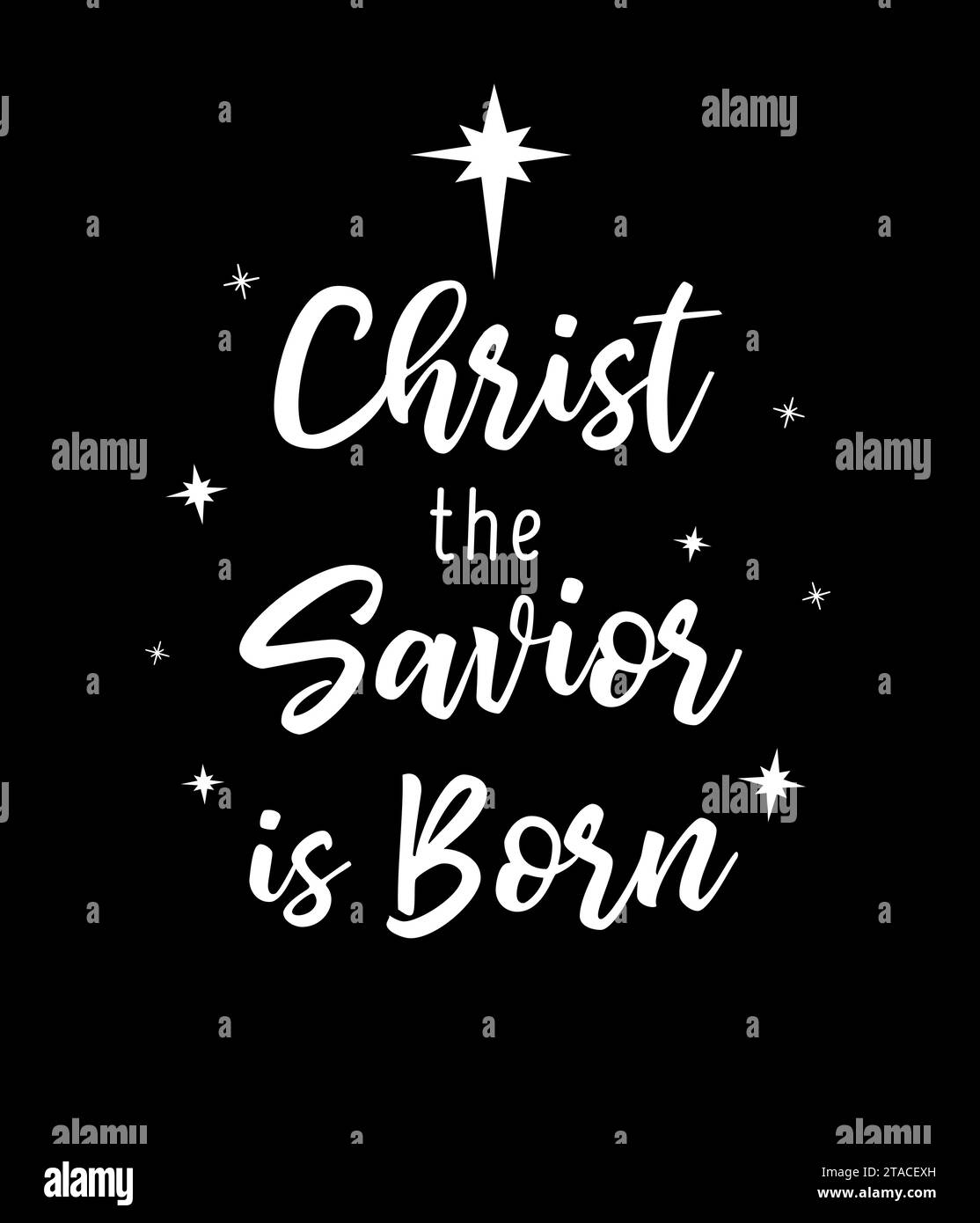 Christ the Savior is Born, Christmas t-shirt or scrapbooking design. Nativity typography background for xmas social media banners or posters. Vector Stock Vector
