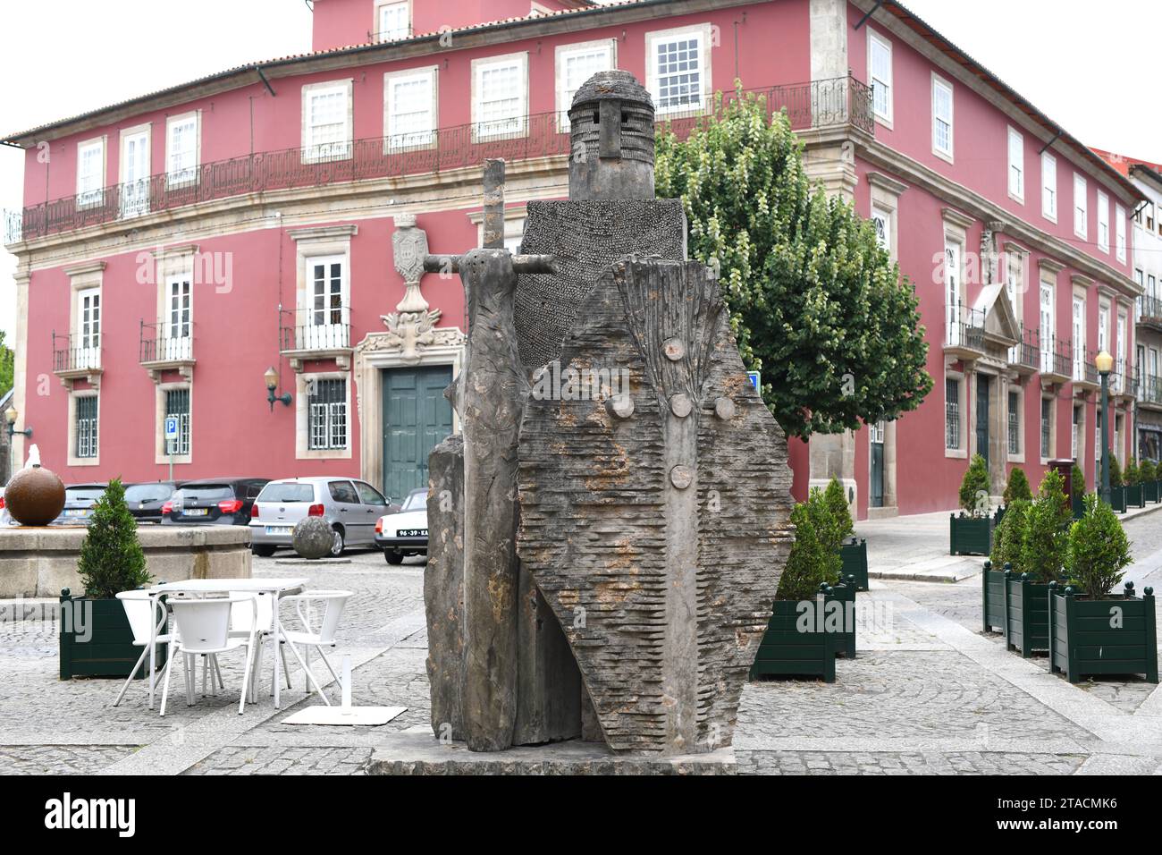 Guimaraes city (UNESCO World Heritage Site). Sculpture of King Dom Afonso Henriques by Joao Cutileiro. Braga, Portugal. Stock Photo