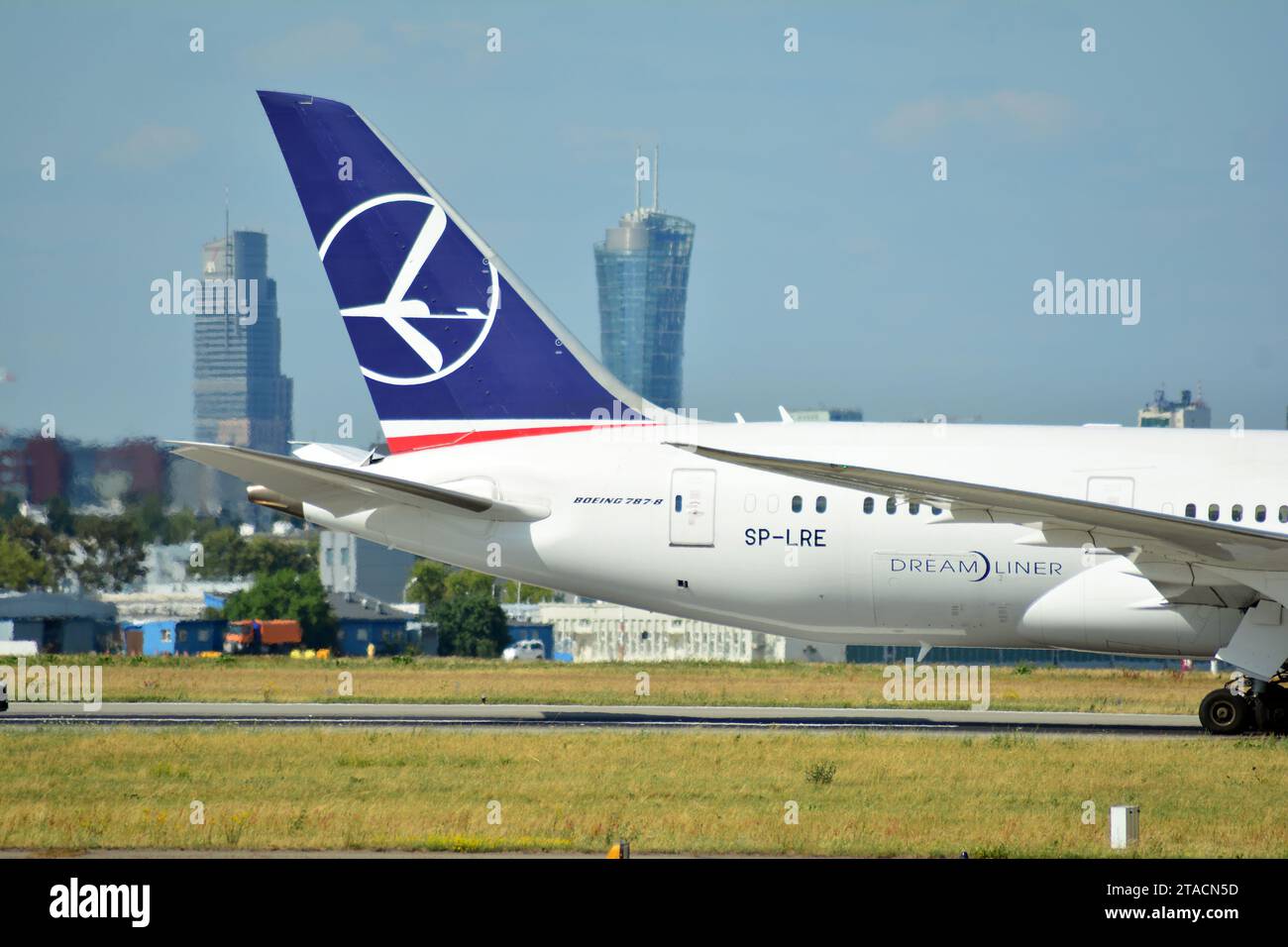 Warsaw Poland. May 28, 2018. Passenger plane just before landing at Chopin Airport. Stock Photo