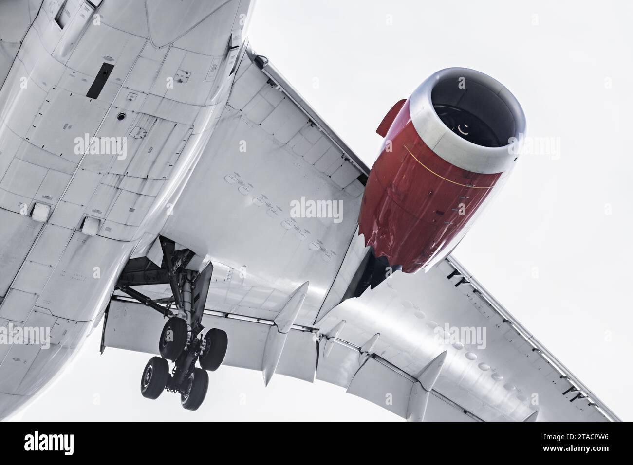 Observing the fuselage of an airplane Stock Photo