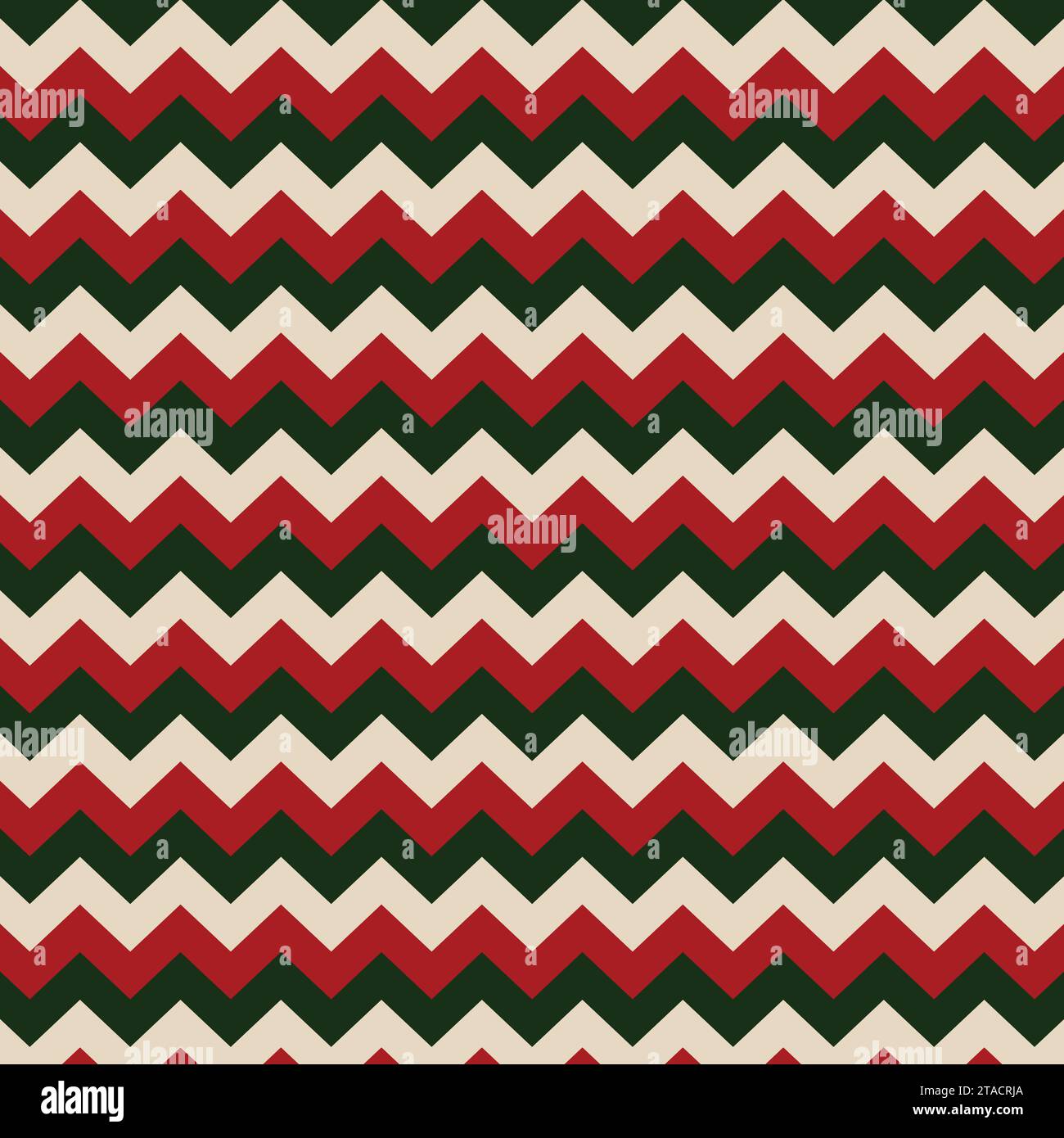 Christmas pattern chevron design wallpaper. Red, green and beige color zigzag pattern. Stock Vector