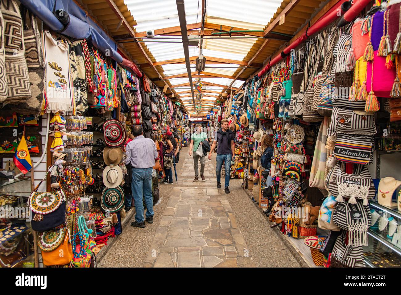 Inside a souvenir market in La Candaleria in Bogotá, Colombia Stock Photo