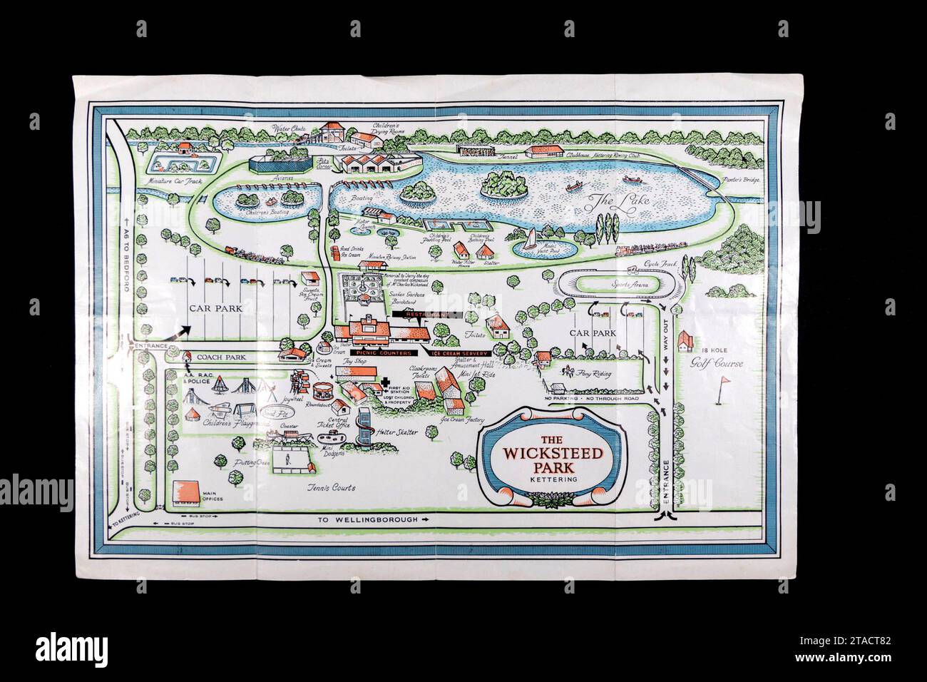 vintage guide map and leaflet from wicksteed park playground uk kettering Stock Photo