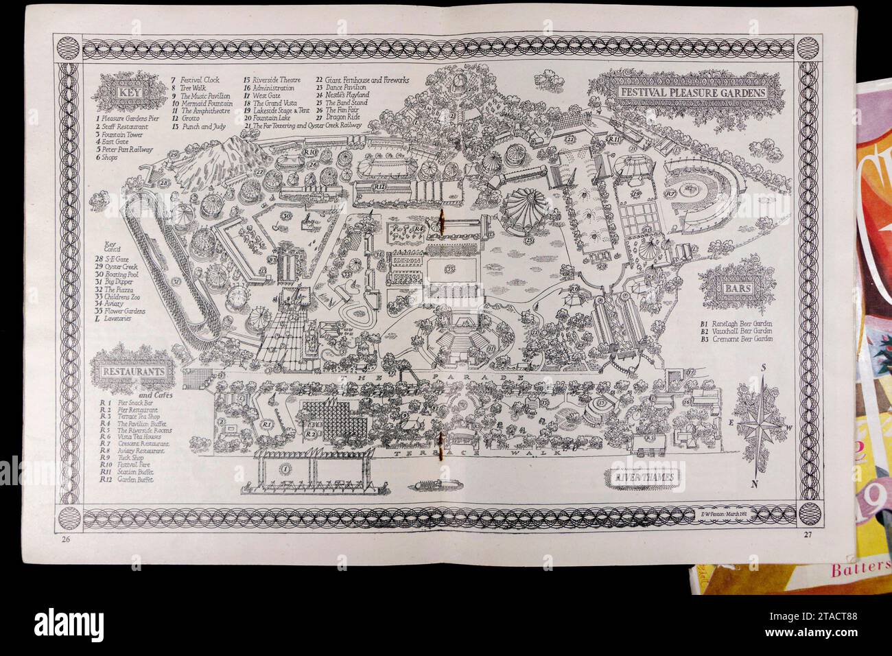 map plan of south bank site from 1951 guide to the festival of britain in london uk 1950s Stock Photo