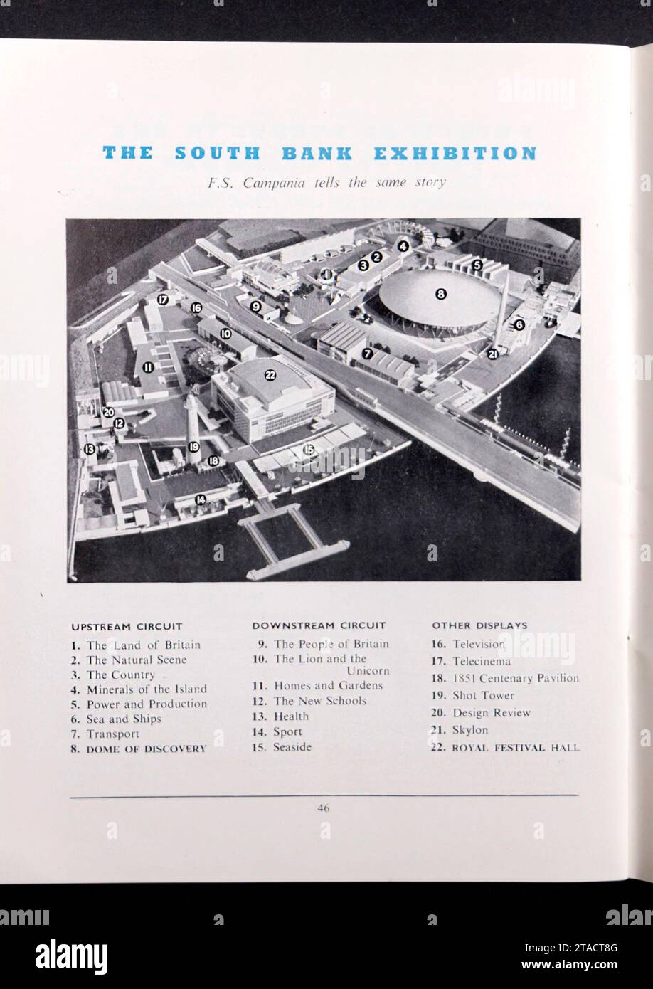the south bank exhibition plan festival of britain  from 1951 guide to the festival of britain in london uk 1950s Stock Photo